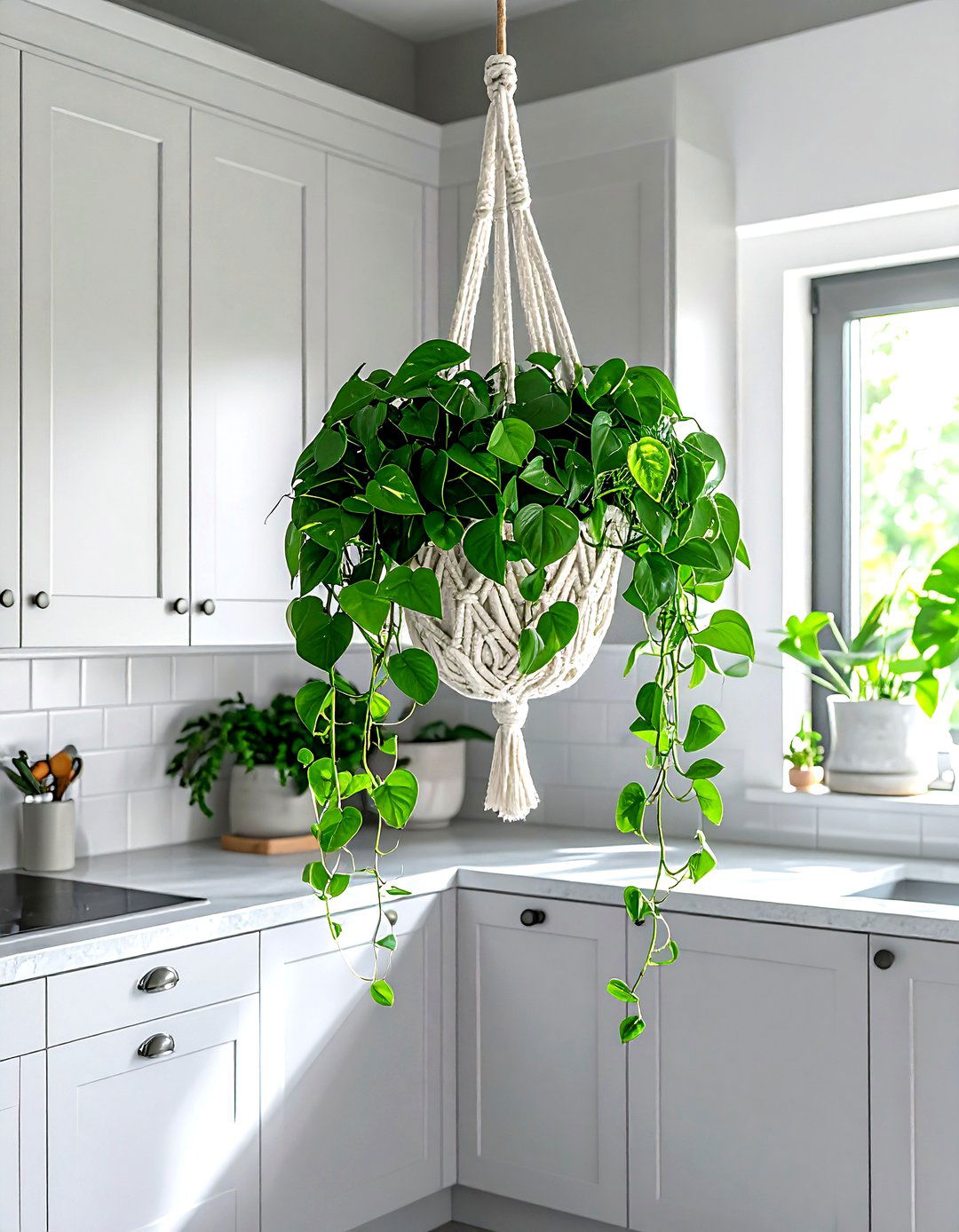 Hanging pothos in kitchen - 30 kitchen plant ideas