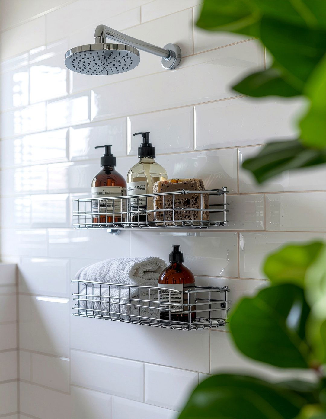 Hanging shower organizer - 30 small bathroom storage ideas