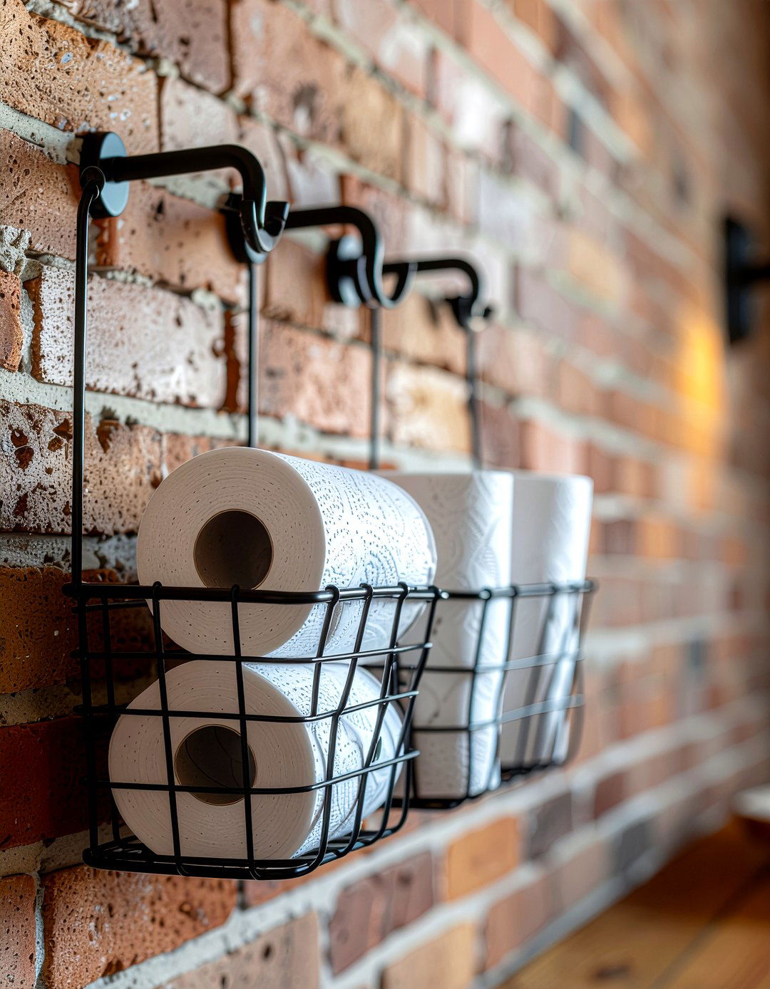 Hanging wire basket - 30 bathroom clever storage ideas