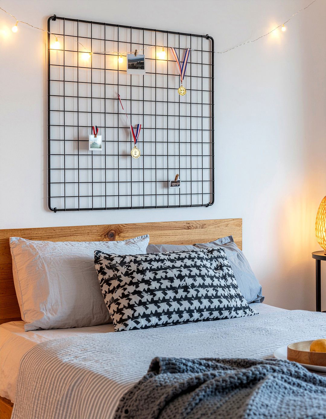 Hanging wire medal grid - 30 bedroom award display ideas