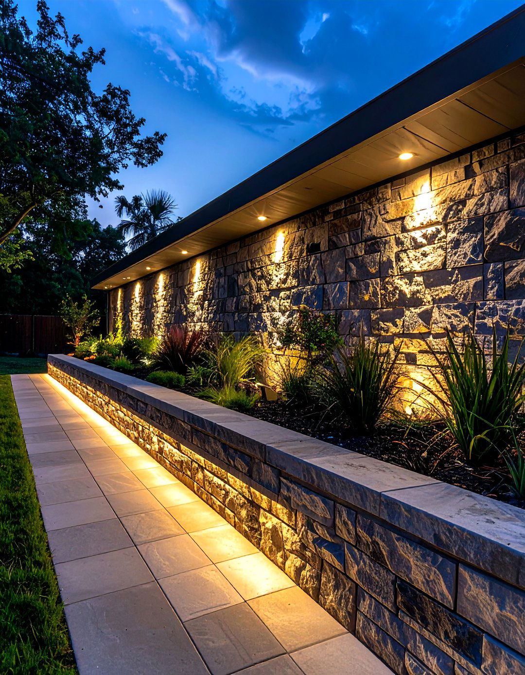 Hardscape lighting for stone walls - 30 outdoor lighting ideas