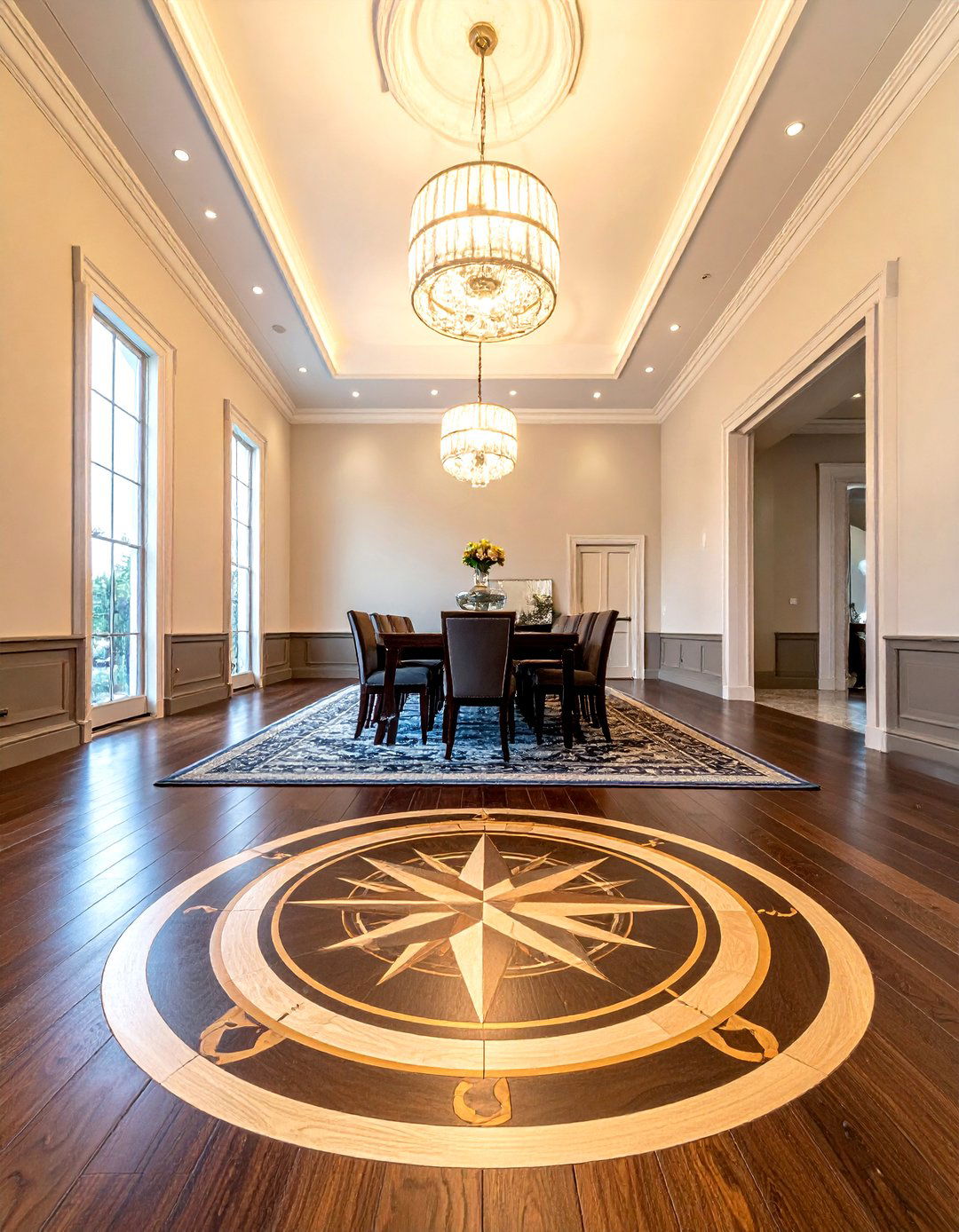 Hardwood Floor With Inlay - 30 stately dining room ideas