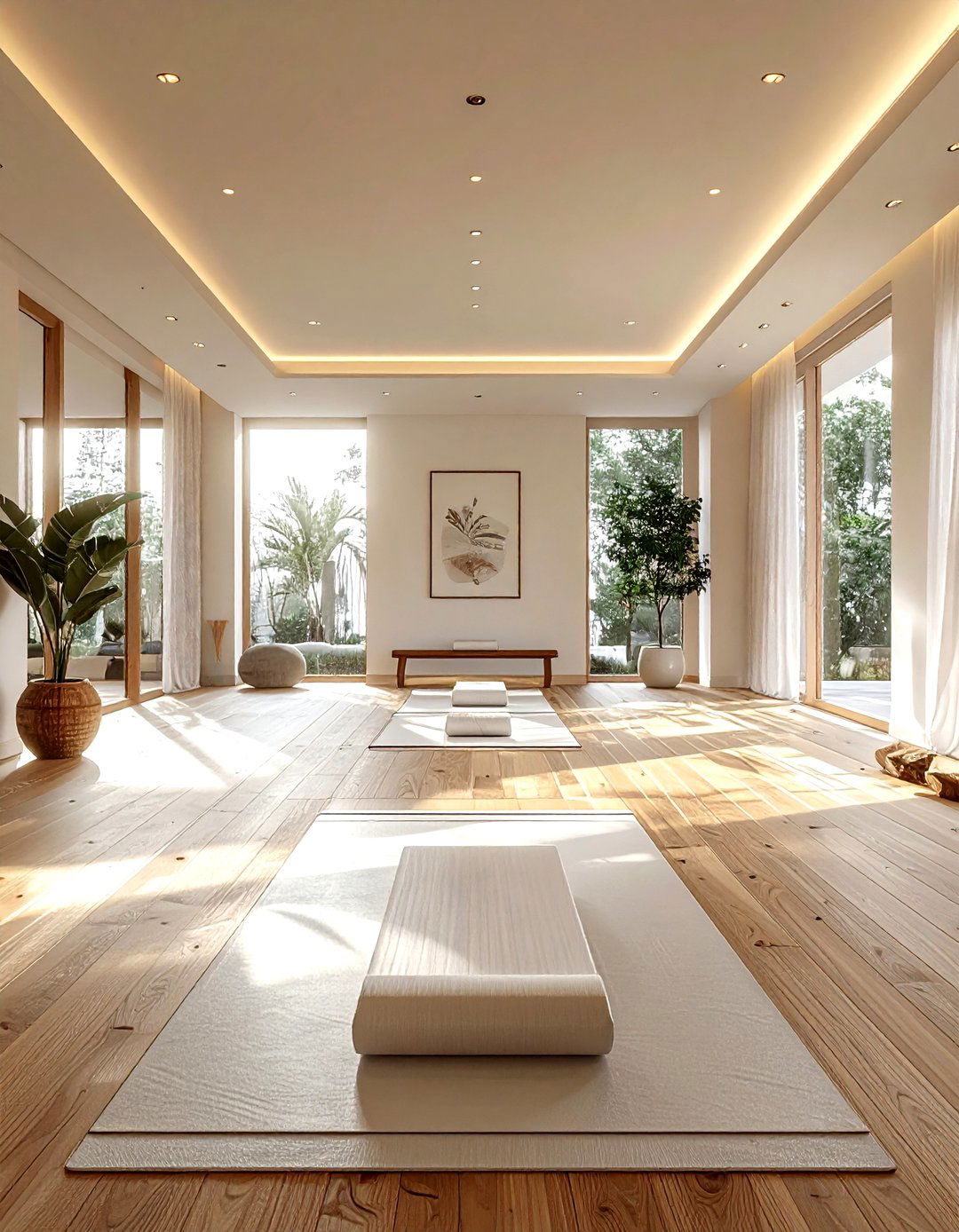 Hardwood Floor Yoga Area - 30 yoga living room ideas