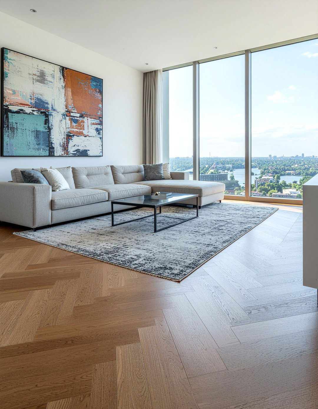 Hardwood Flooring Pattern - 30 penthouse living room ideas