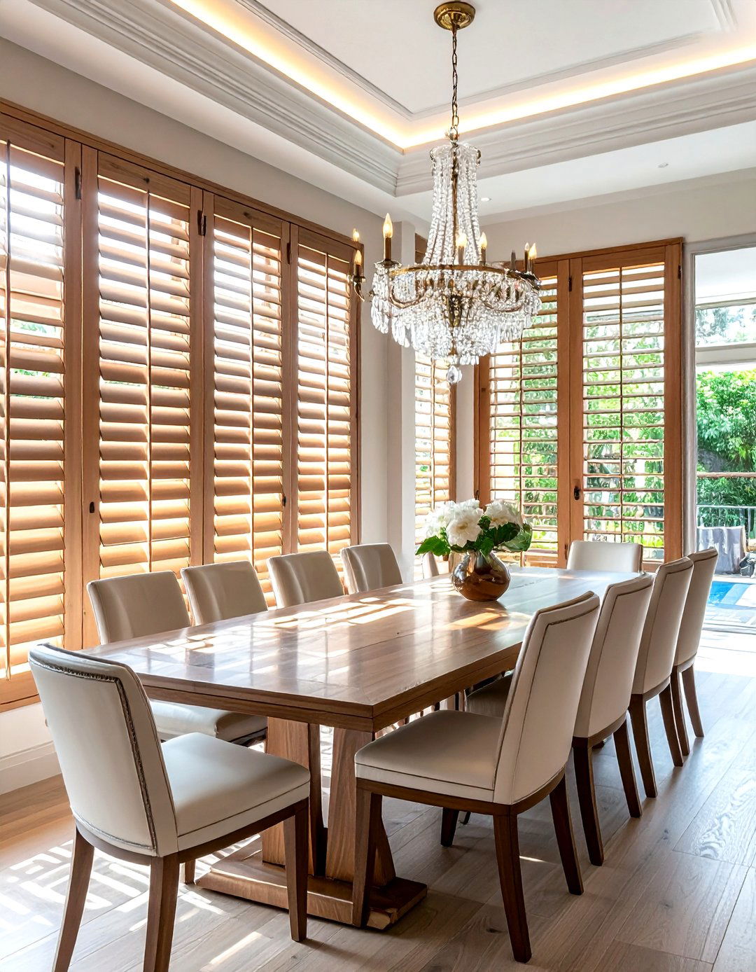 Hardwood shutters - 30 dining room shutter ideas