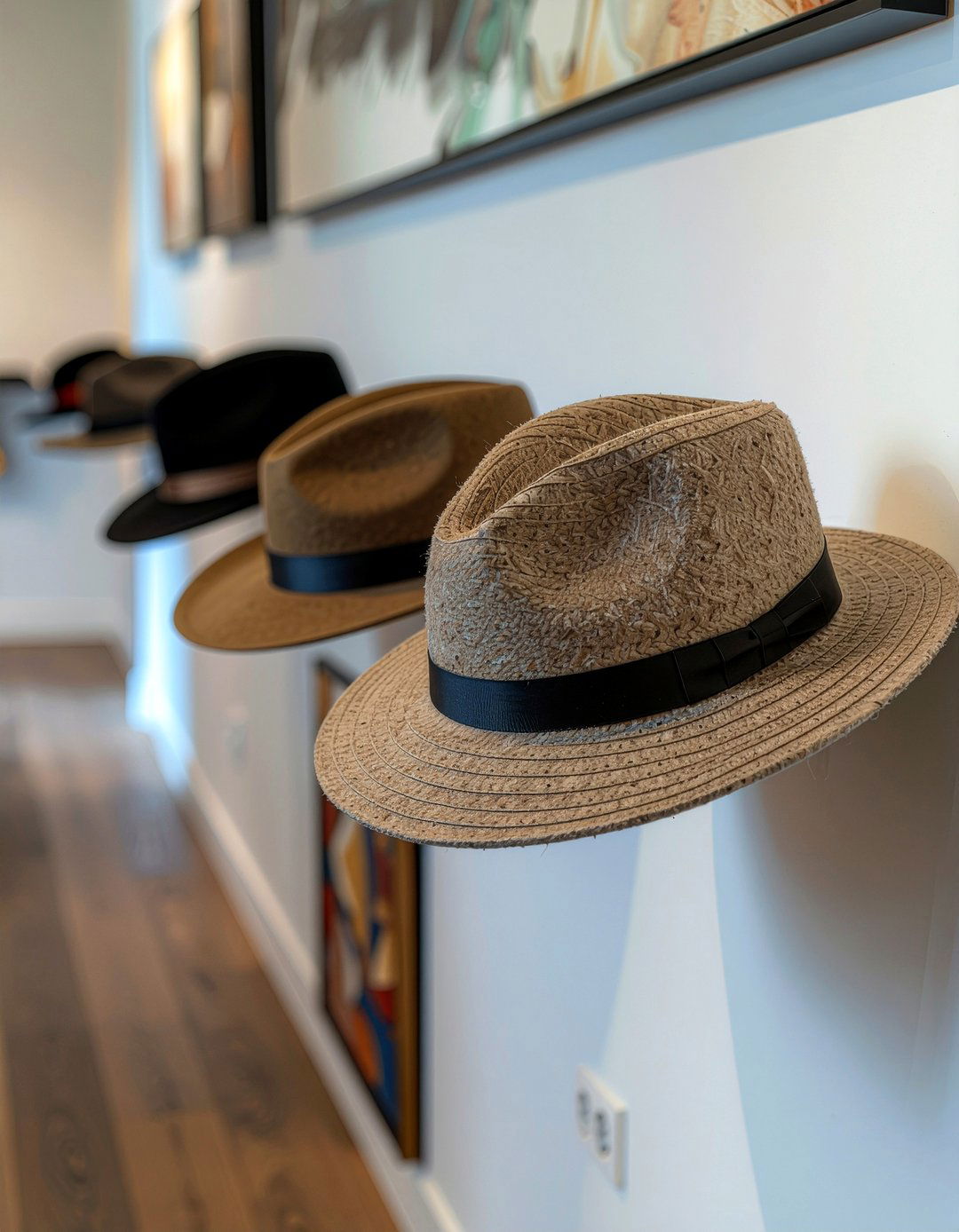 Hat Display - 30 command strip living room ideas