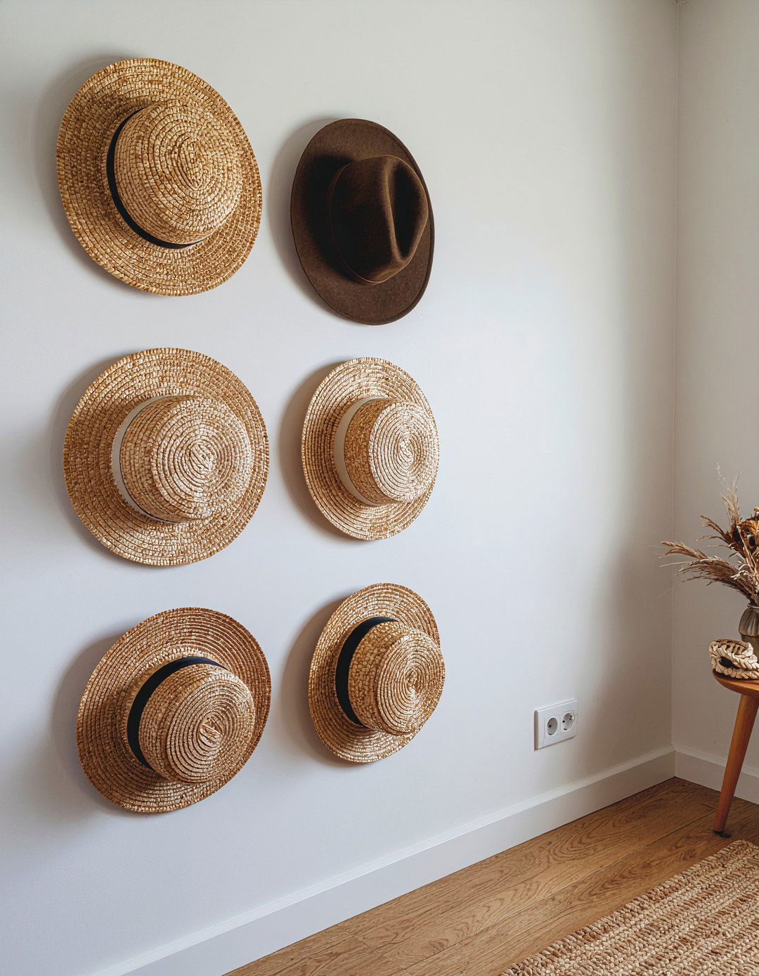 Hat Wall Display - 30 command strip bedroom ideas