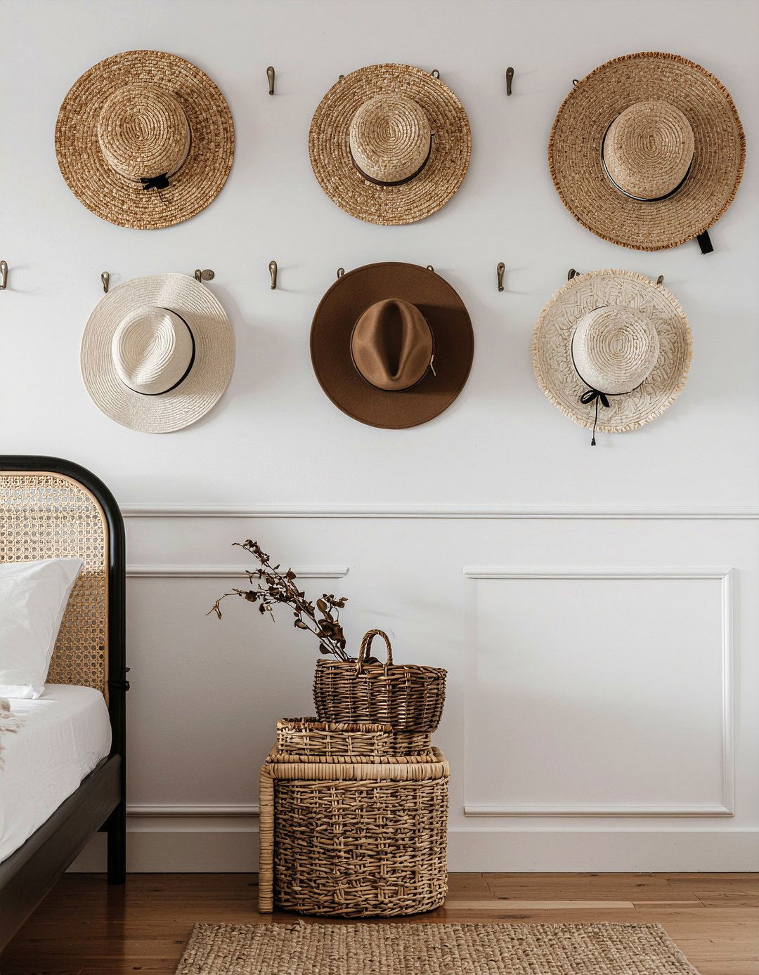 Hat collection wall - 30 bedroom hobby display ideas