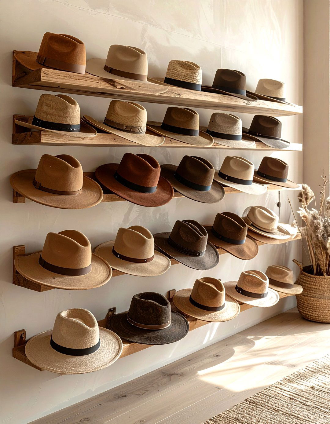 Hat wall display - 30 bedroom storage hacks