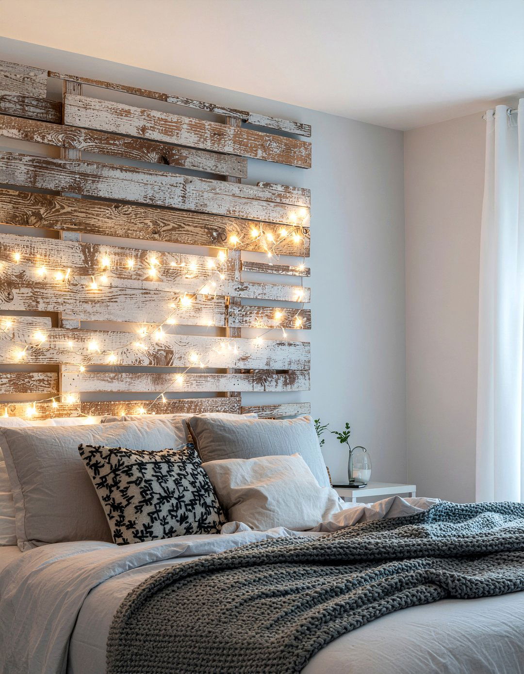 Headboard fairy lights - 30 bedroom fairy lights ideas