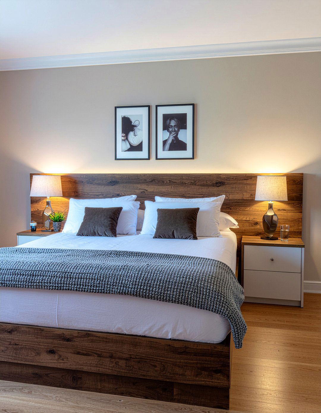 Headboard with built in shelves - 30 bedroom storage ideas