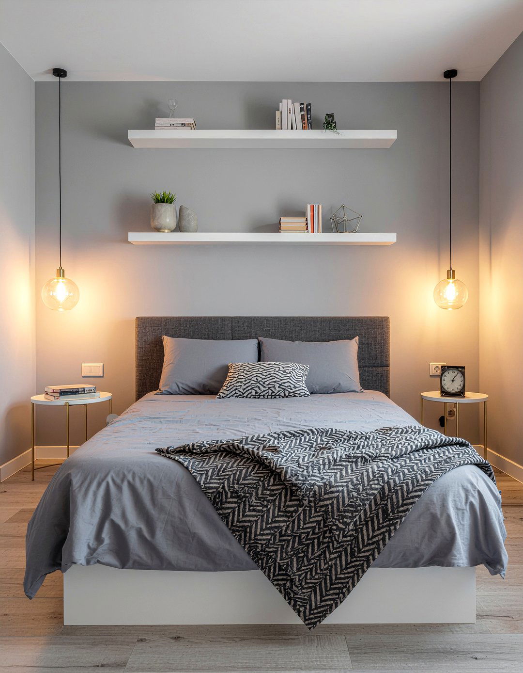 Headboard with built in shelves - 30 bedroom shelving ideas