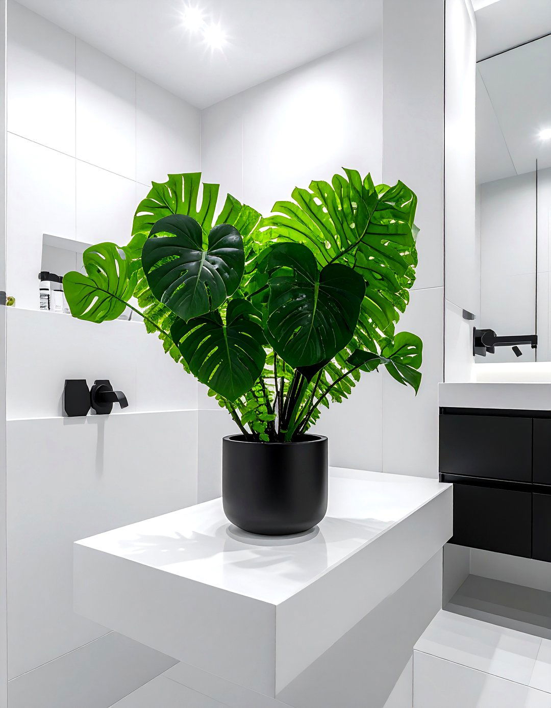 Heart Fern Floating Shelf - 30 bathroom fern ideas
