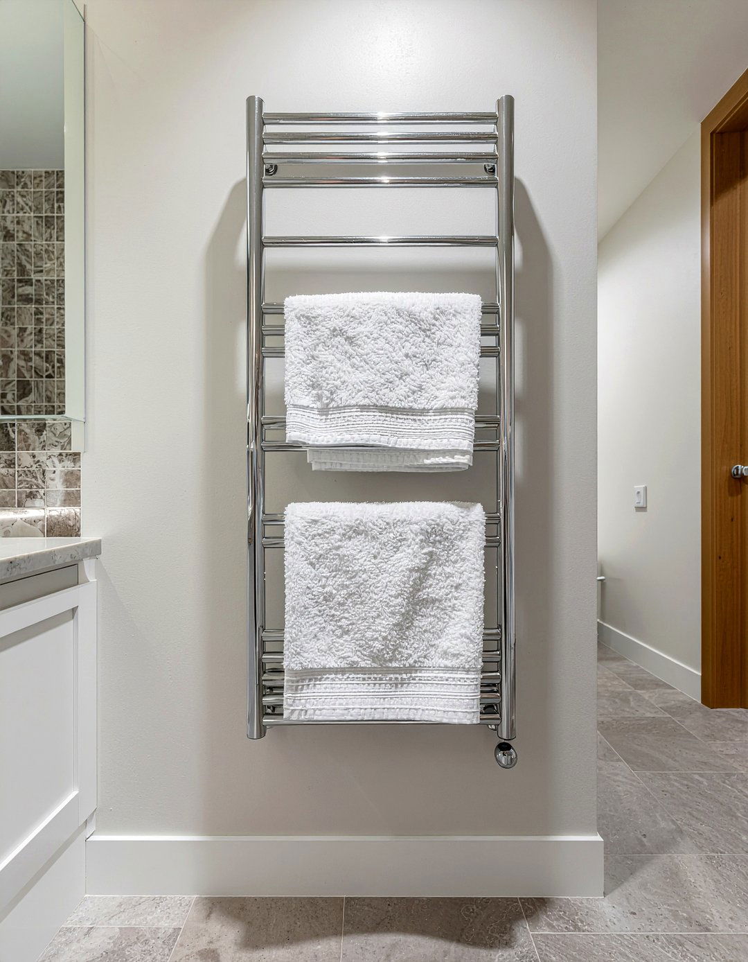 Heated towel rack - 30 bathroom electrical ideas