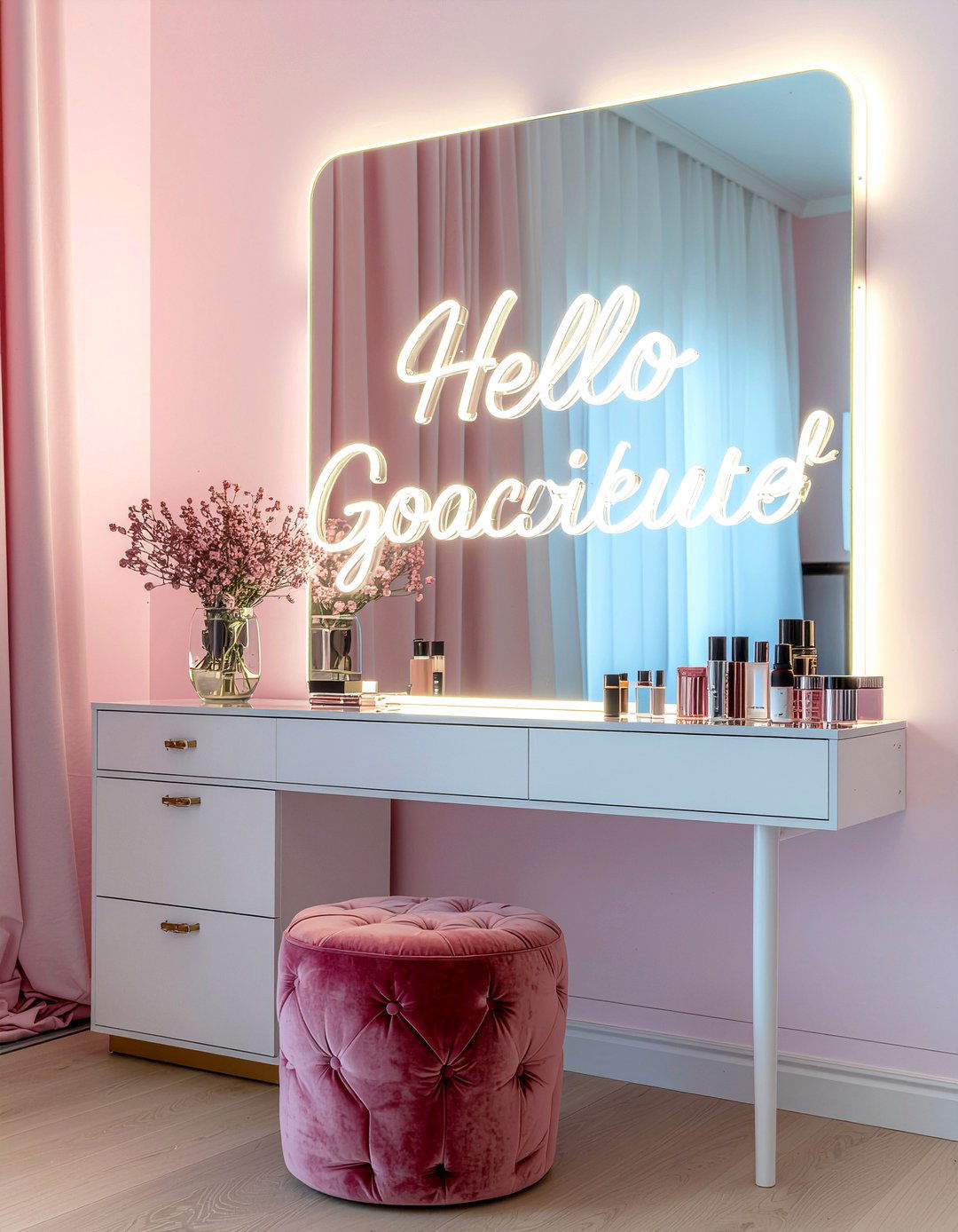 Hello Gorgeous Neon Sign - 30 bedroom neon signs