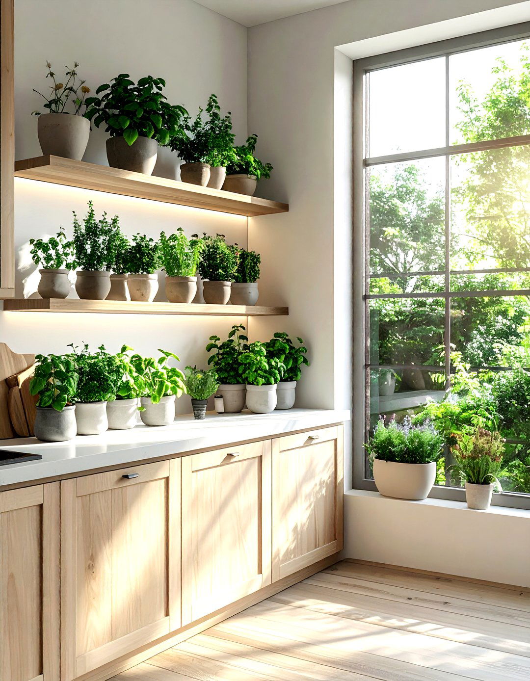 Herb Garden Shelf - 30 kitchen garden window ideas