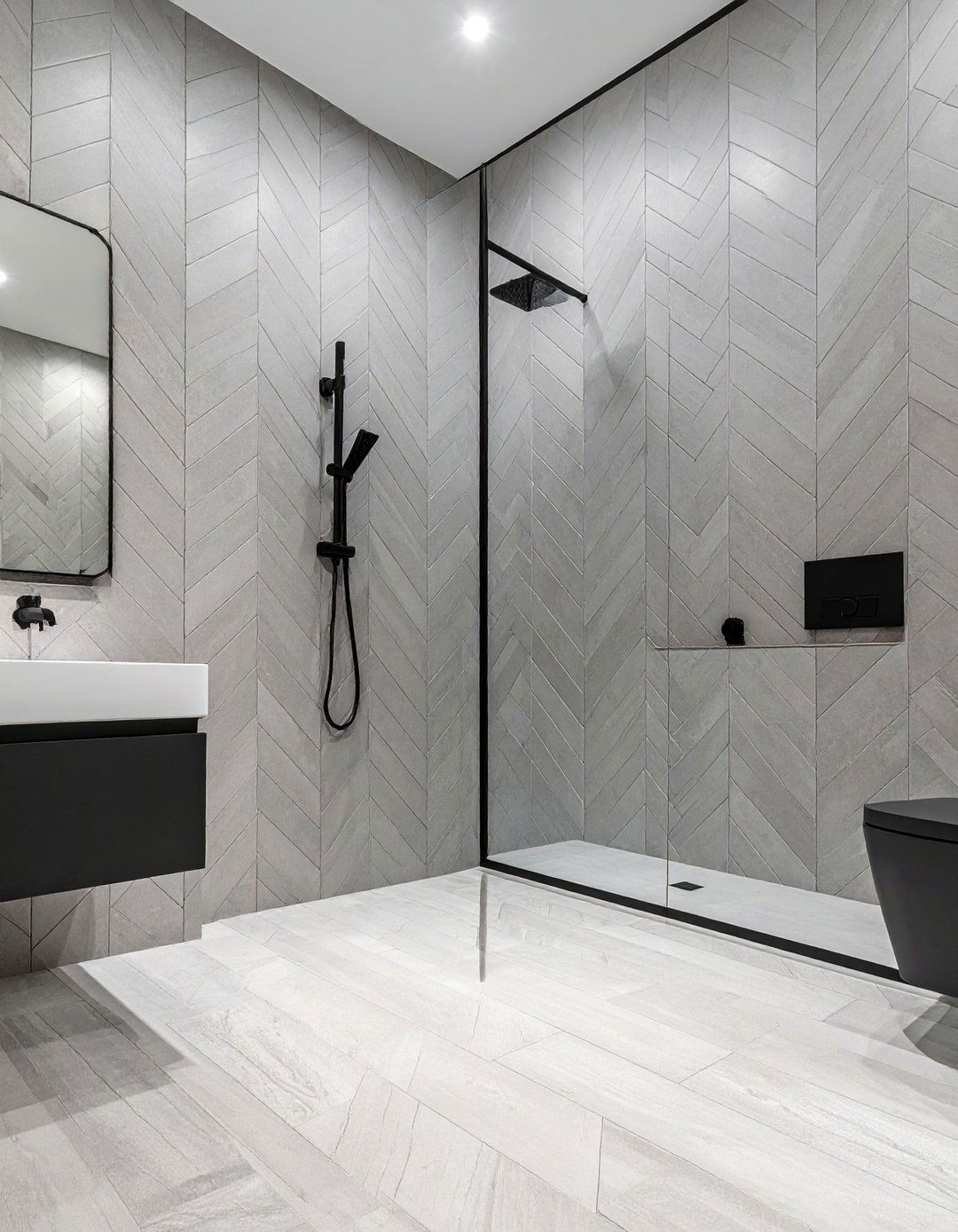 Herringbone Bathroom Tile - 30 bathroom wall texture ideas