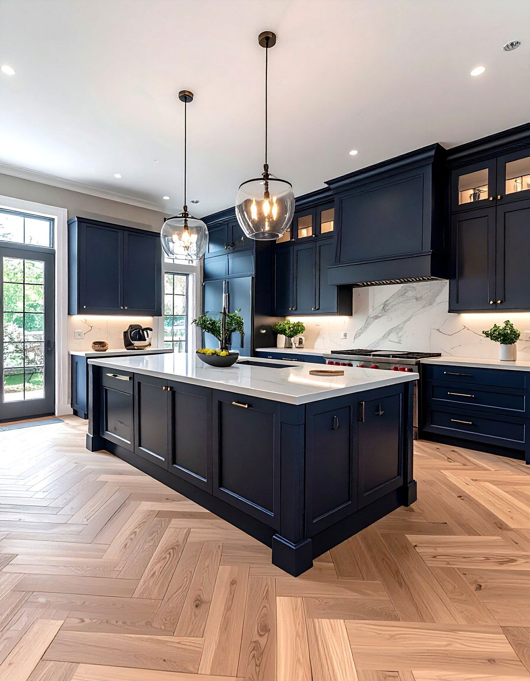 Herringbone Floor Kitchen - 30 brownstone kitchen ideas