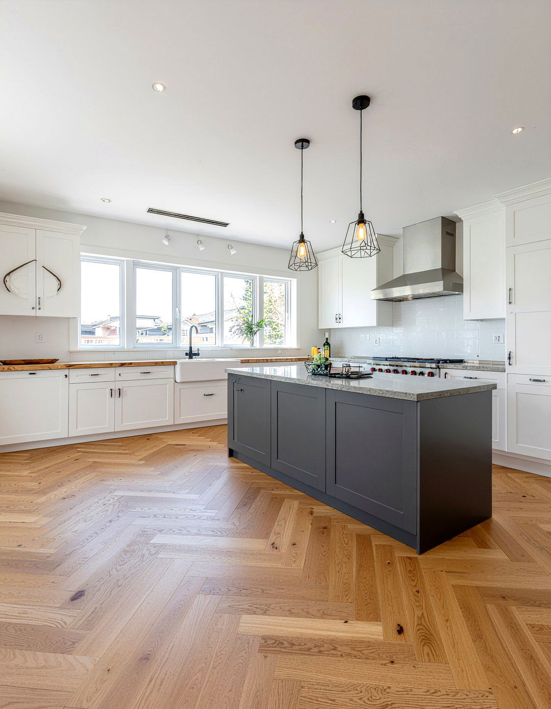 Herringbone Floor - 30 full kitchen remodel ideas
