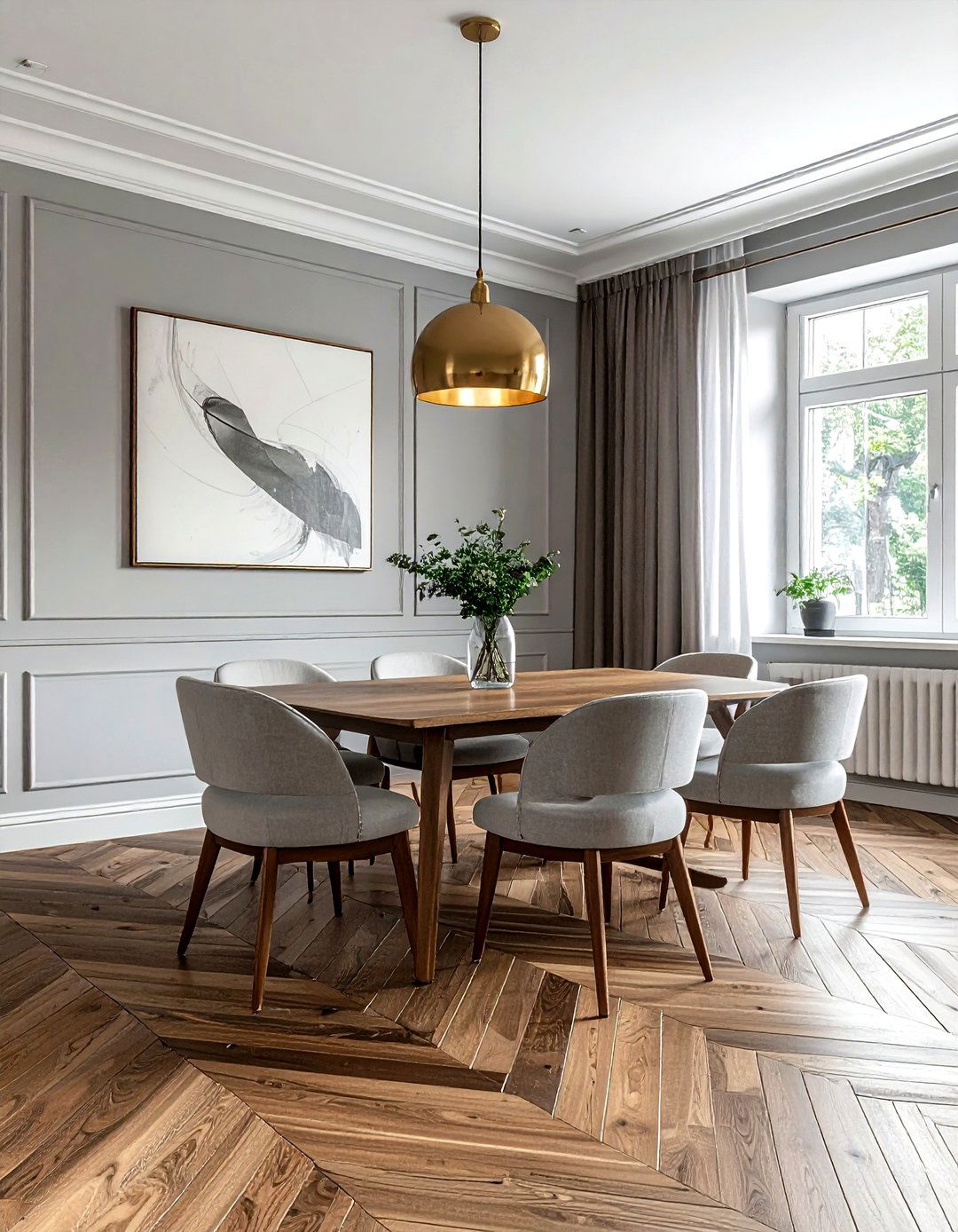 Herringbone Pattern Floor - 30 dining room flooring ideas