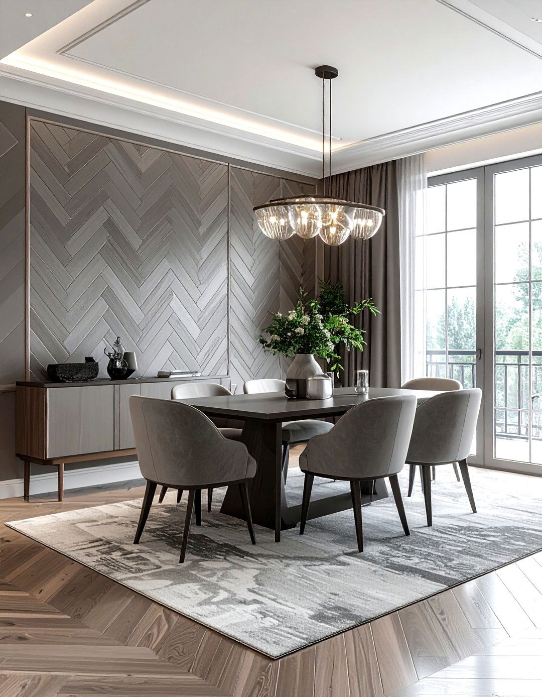 Herringbone Pattern Wallpaper - 30 subtle wallpaper dining room ideas