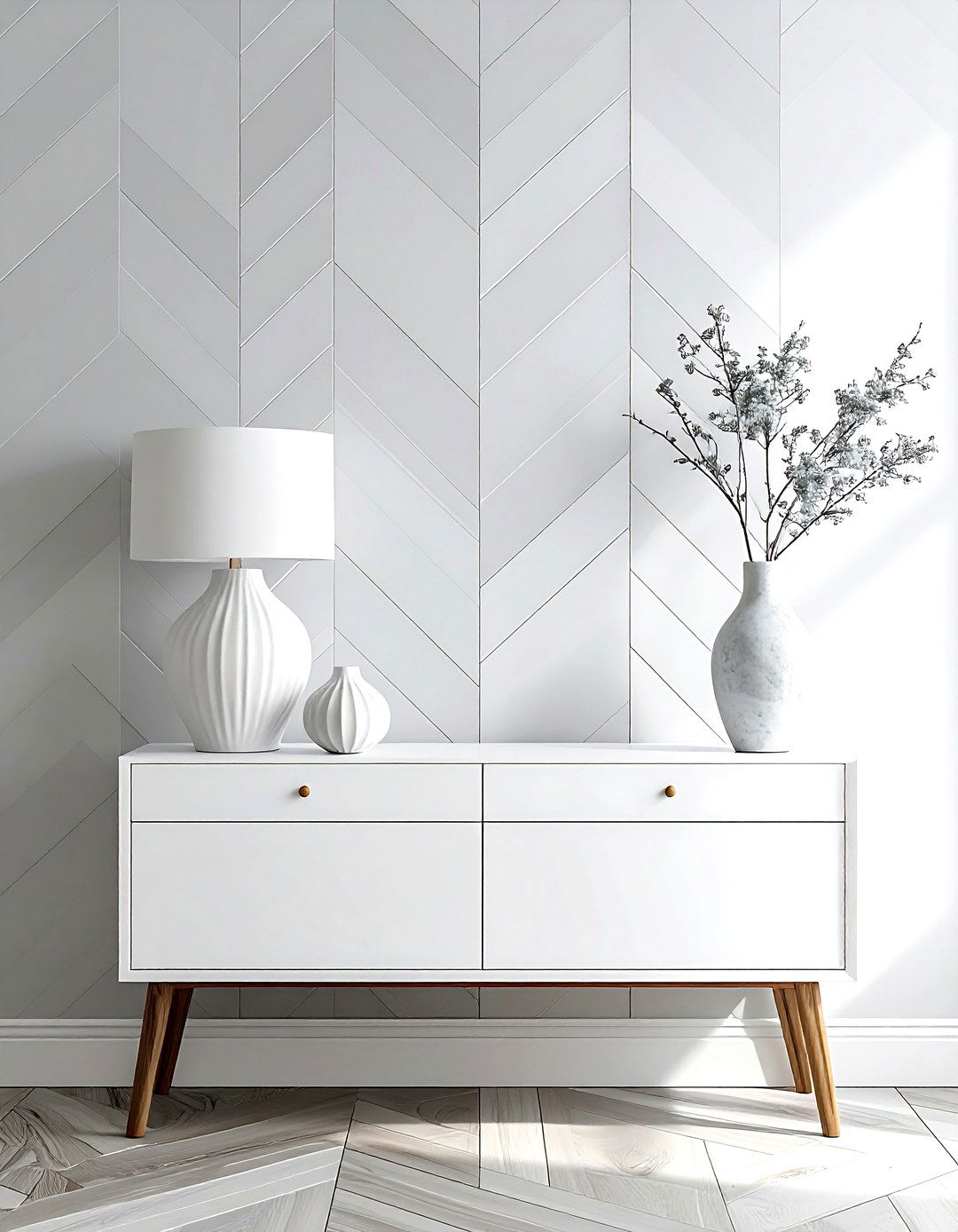 Herringbone Pattern Wallpaper - 30 accent wallpaper ideas