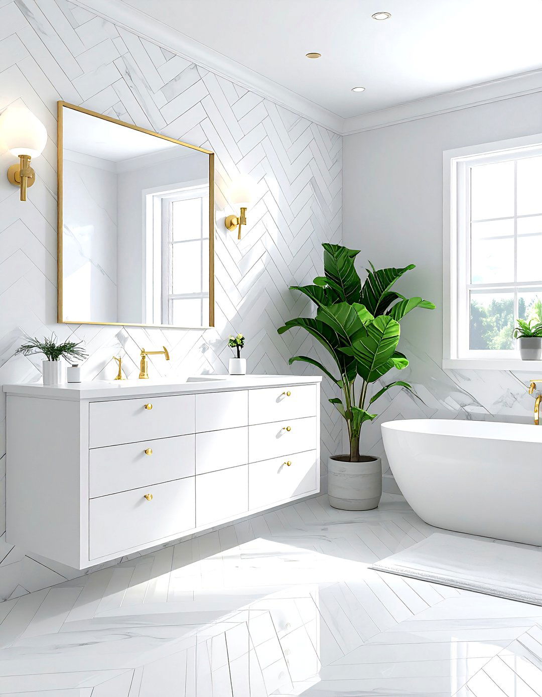 Herringbone Pattern - 30 bathroom backsplash ideas