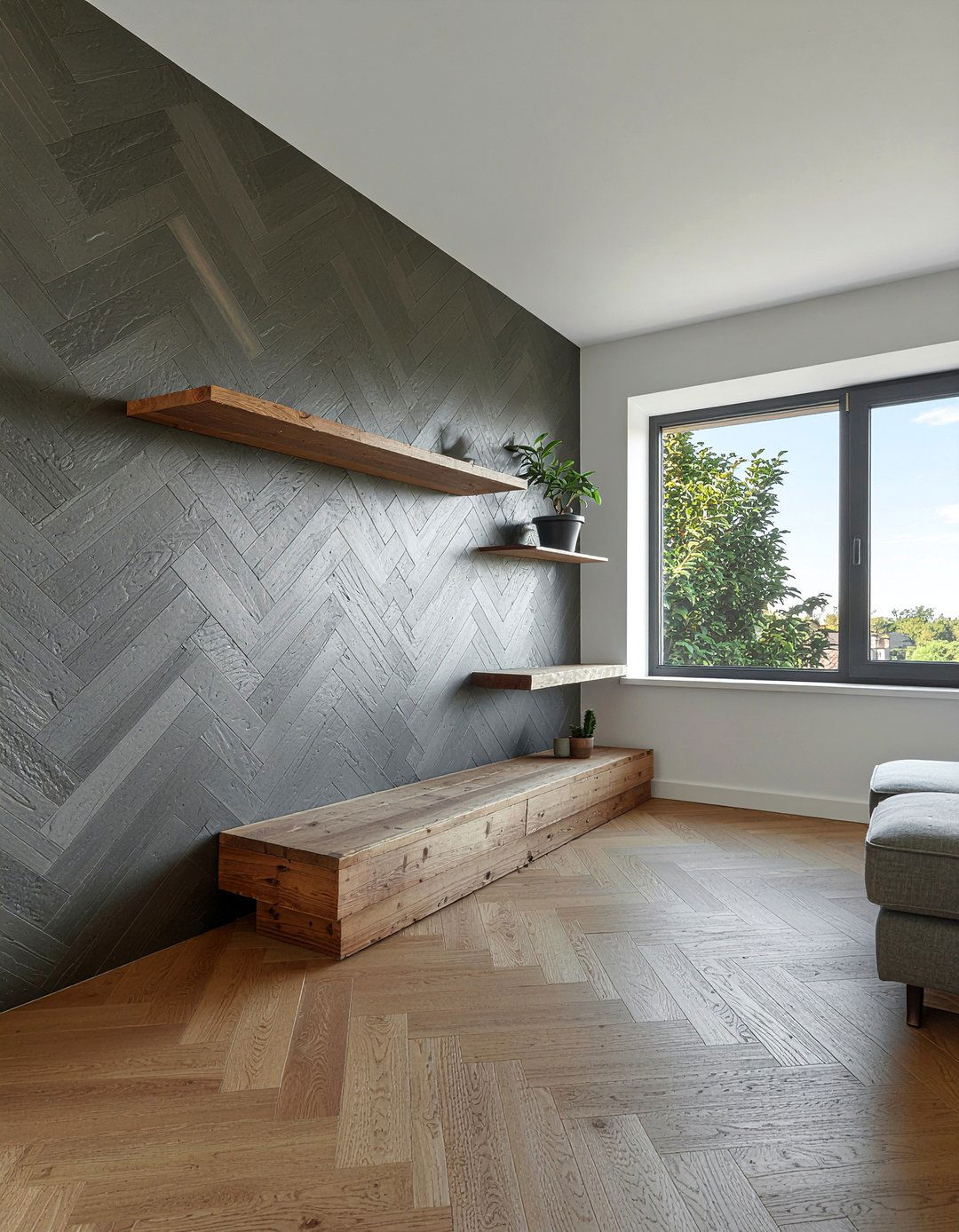 Herringbone Slate Tile Living Room - 30 slate living room ideas