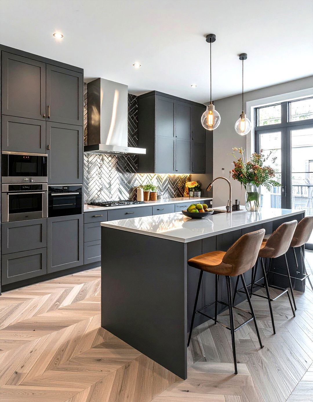 Herringbone Stainless Steel Tile - 30 stainless steel backsplash kitchen ideas