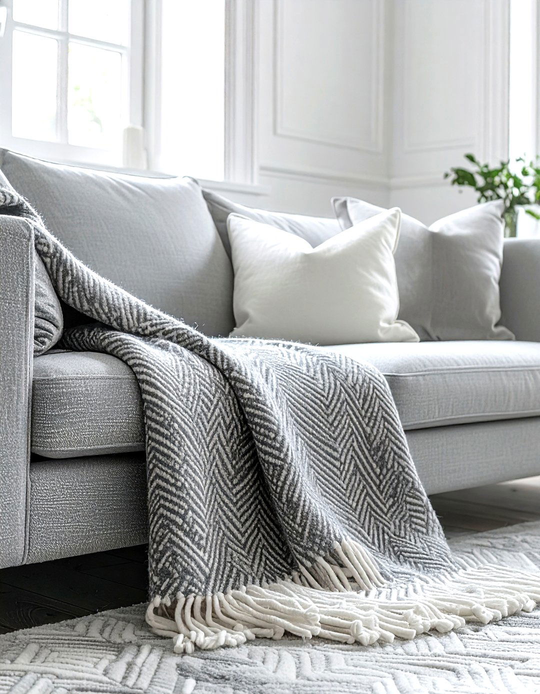 Herringbone Throw Sofa Styling - 30 blanket styling ideas