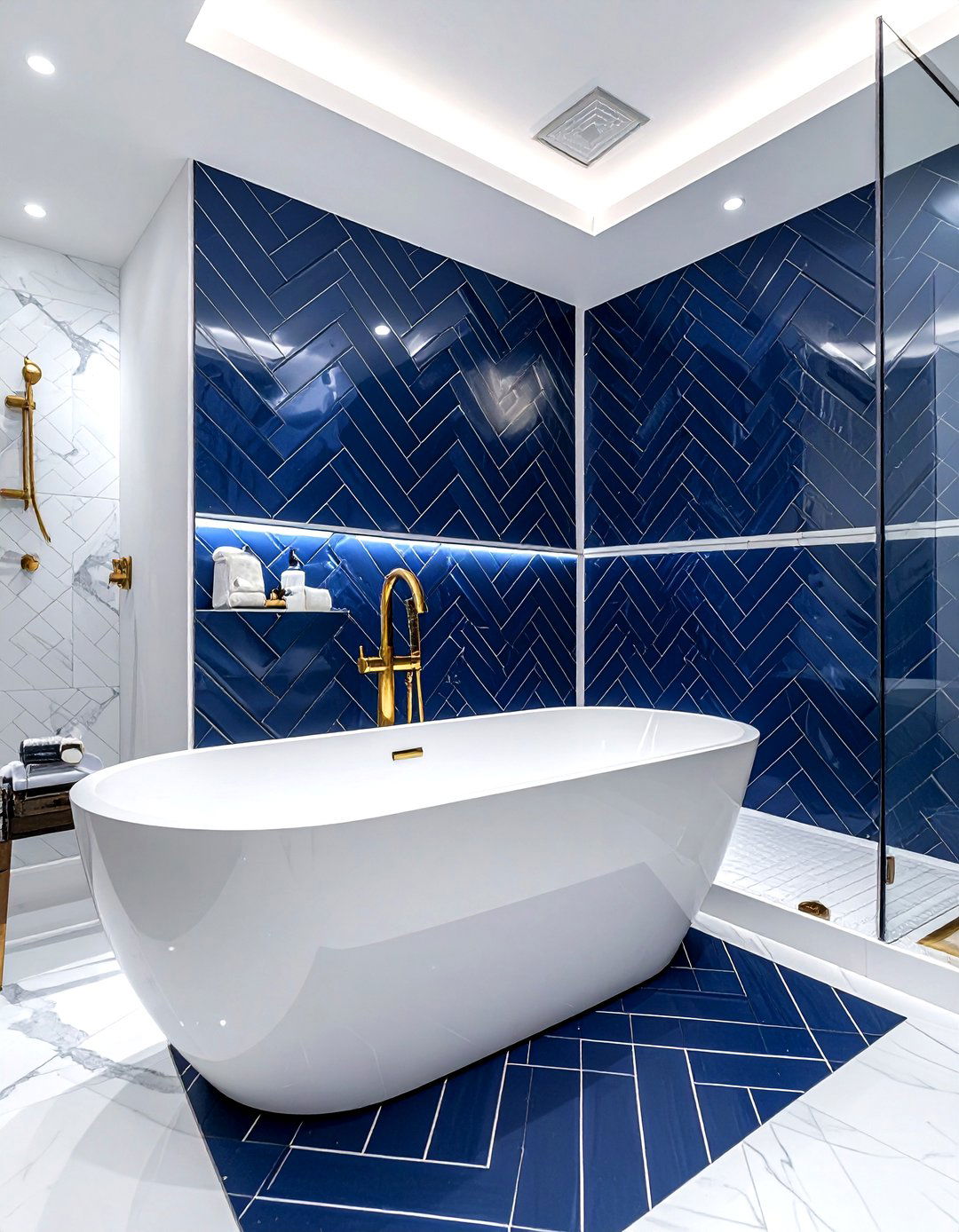 Herringbone Tile - 30 bathtub tile ideas