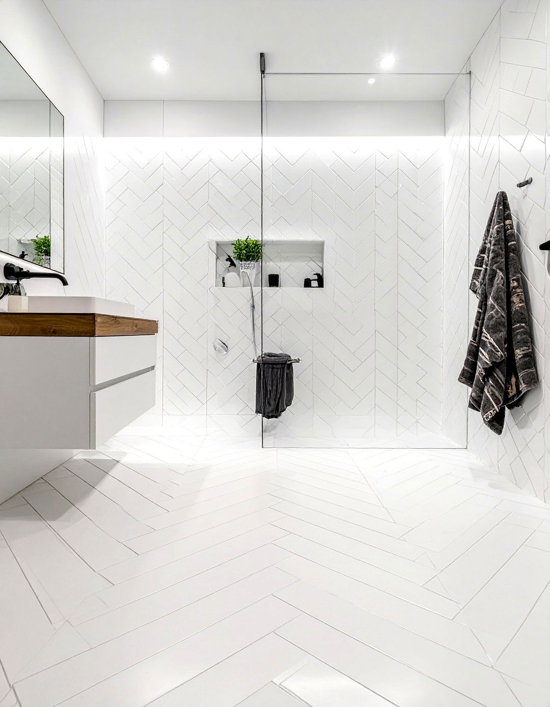Herringbone Tile Bathroom - 30 chic bathroom ideas
