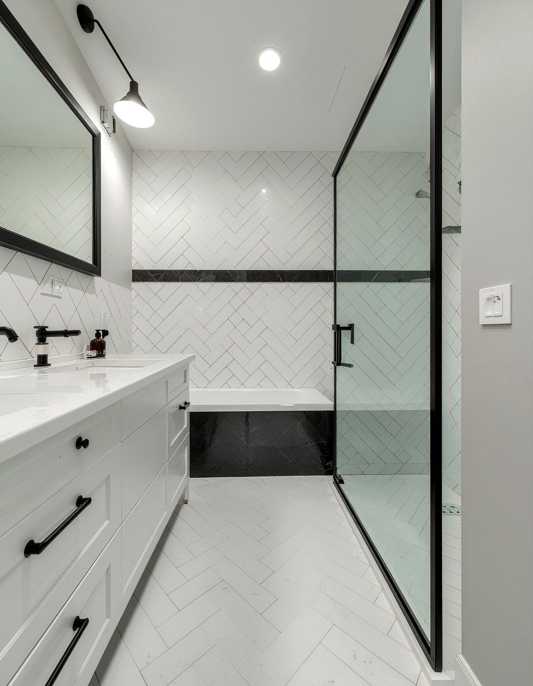 Herringbone Tile Bathroom - 30 luxury bathroom ideas