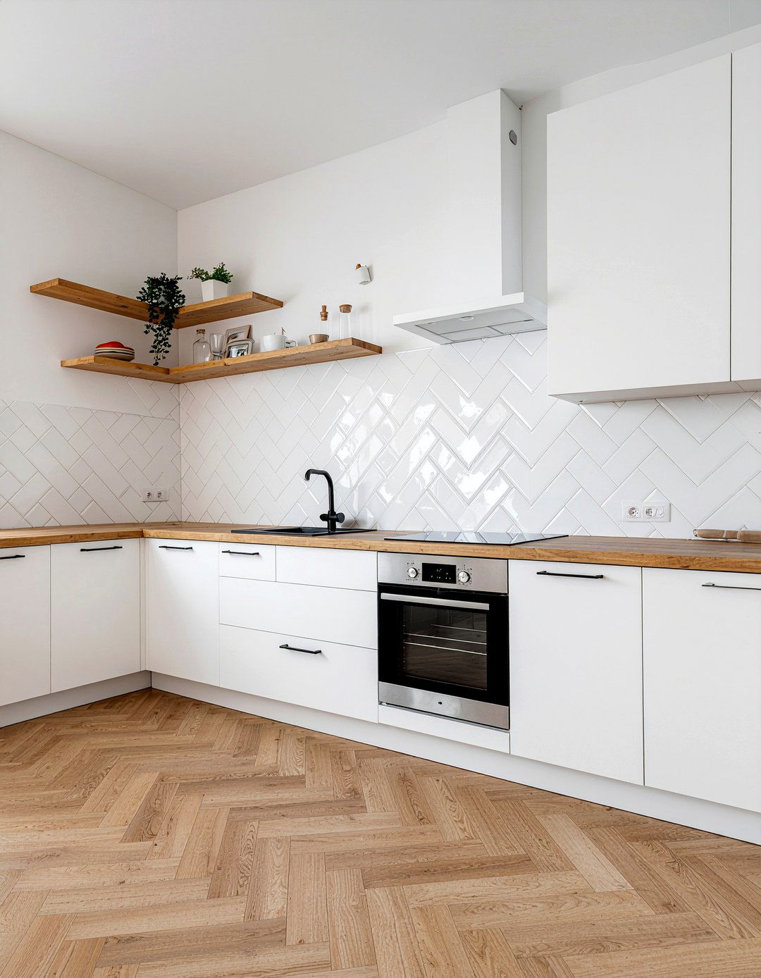 Herringbone Tile Kitchen Wall - 30 kitchen accent wall ideas