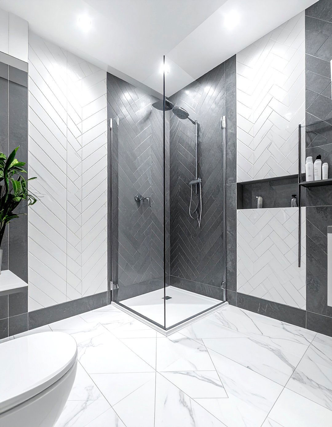 Herringbone Tile Pattern - 30 popular bathroom ideas