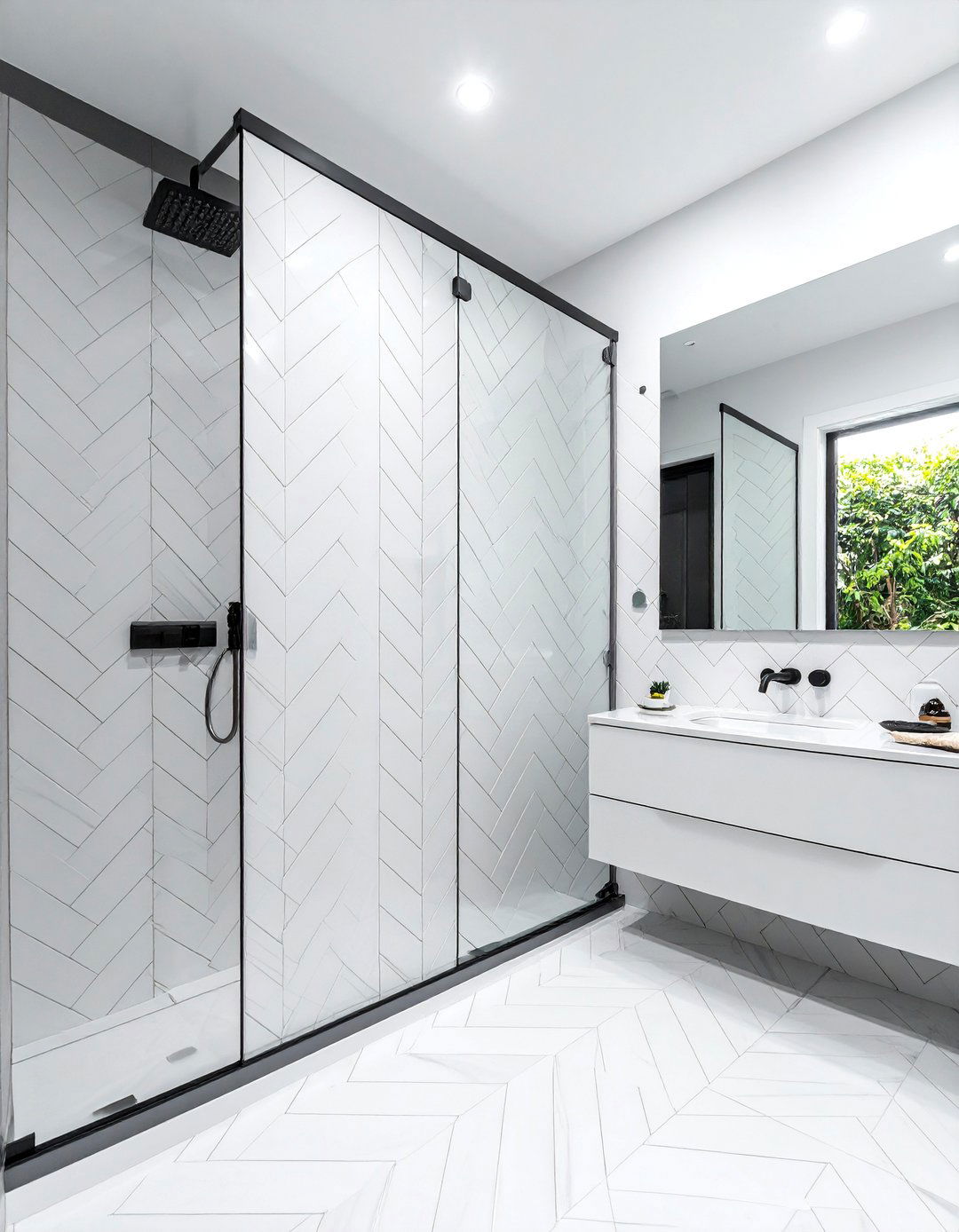 Herringbone Tile Pattern - 30 bathroom wall ideas