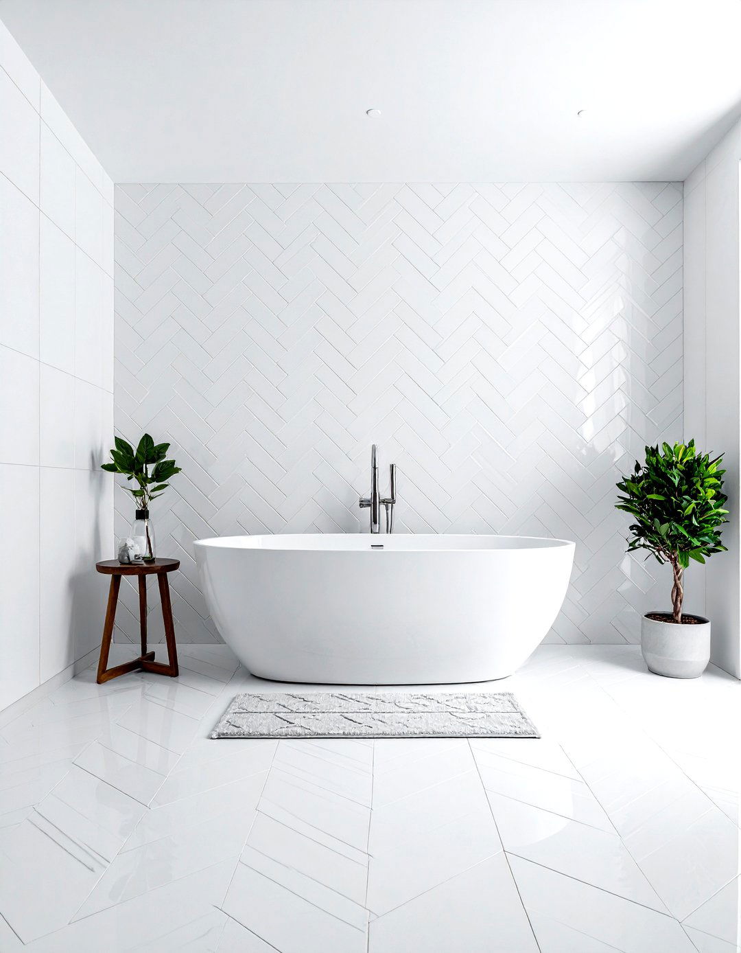 Herringbone Tile Wall - 30 transitional bathroom ideas