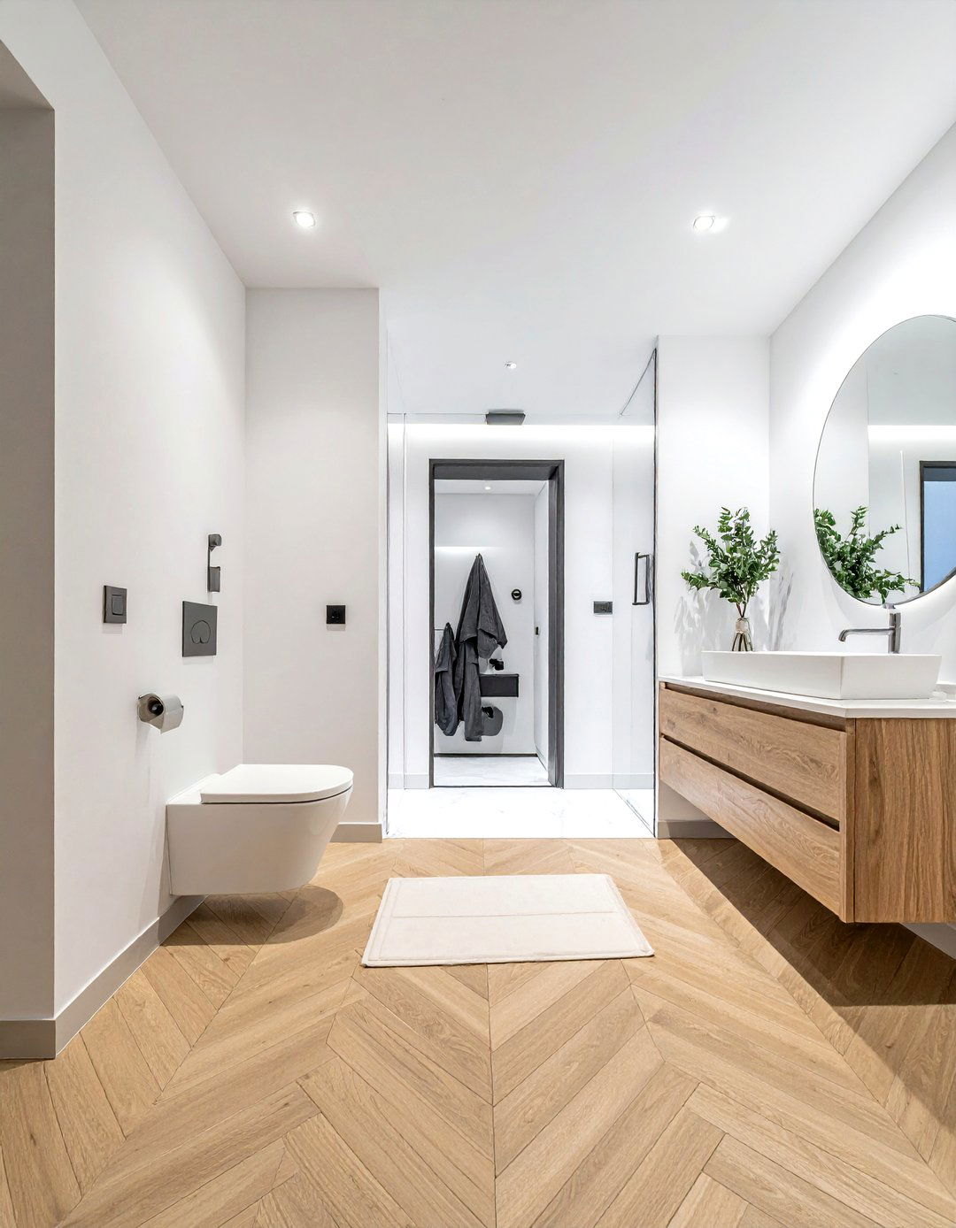 Herringbone Vinyl - 30 bathroom vinyl flooring ideas