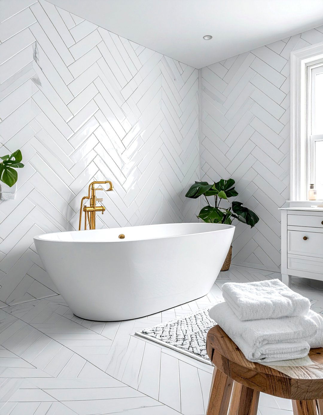 Herringbone White Subway Tile Bathroom - 30 white subway tile bathroom ideas