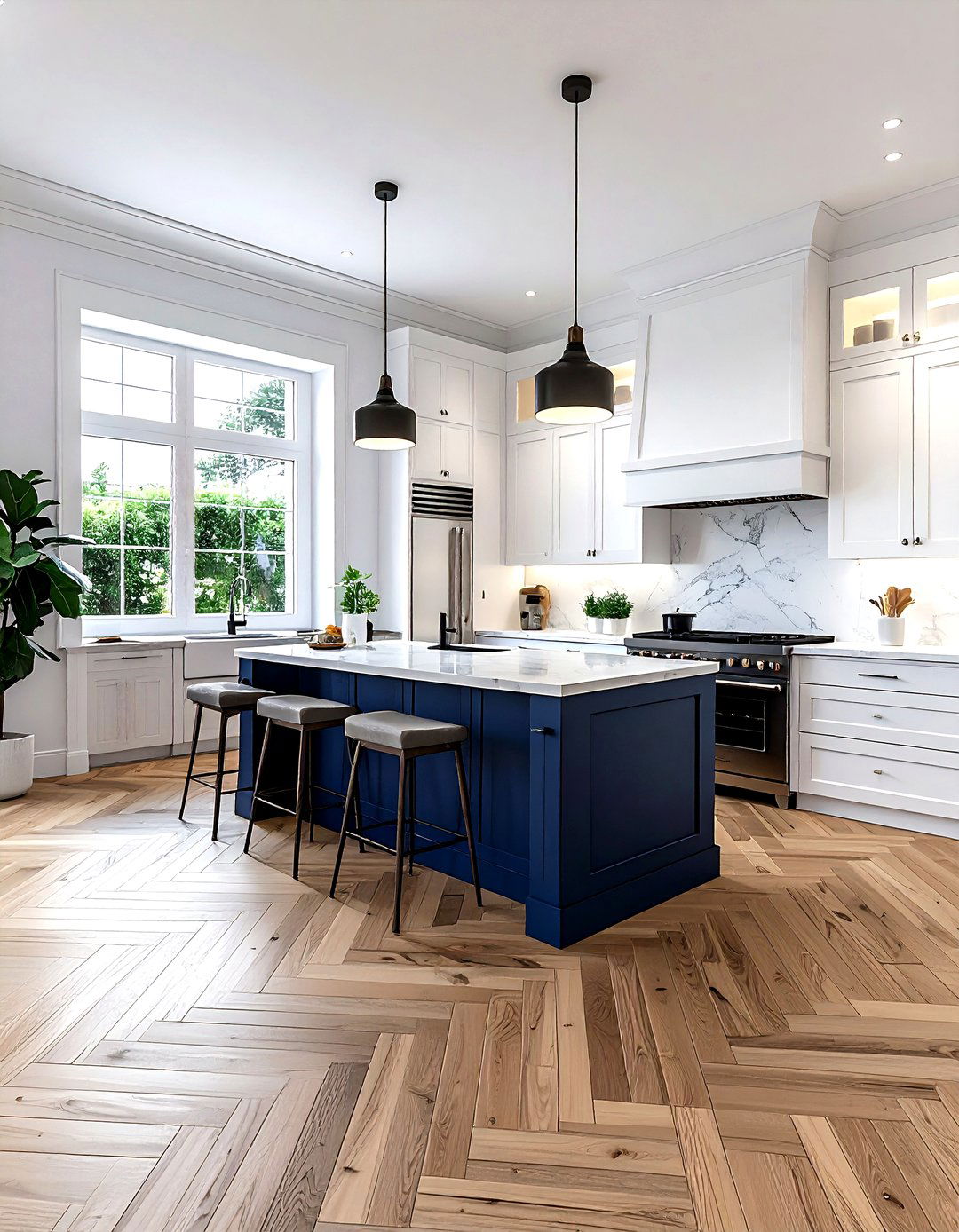 Herringbone Wood - 30 kitchen floor design ideas