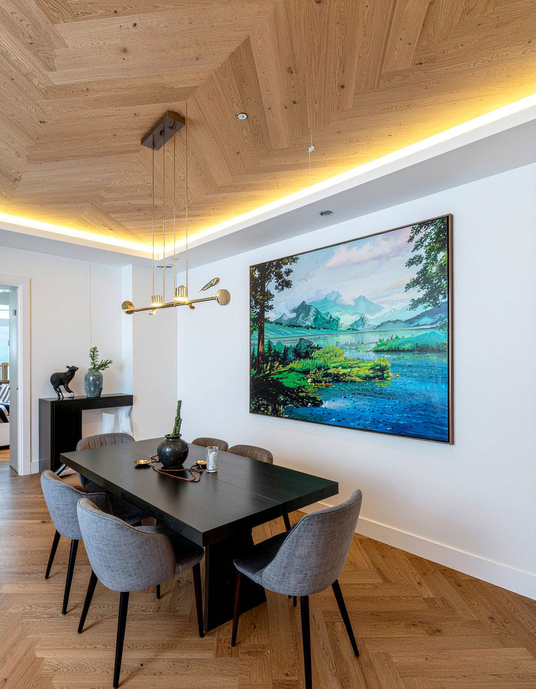 Herringbone Wood Ceiling Dining Room - 30 dining room wood ceiling ideas