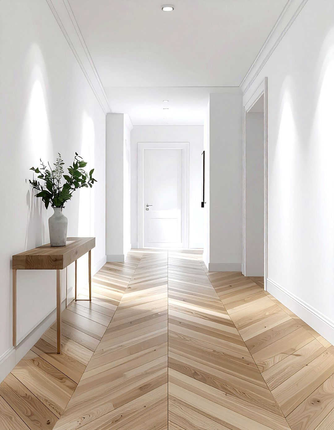 Herringbone Wood Floor - 30 living room hallway ideas