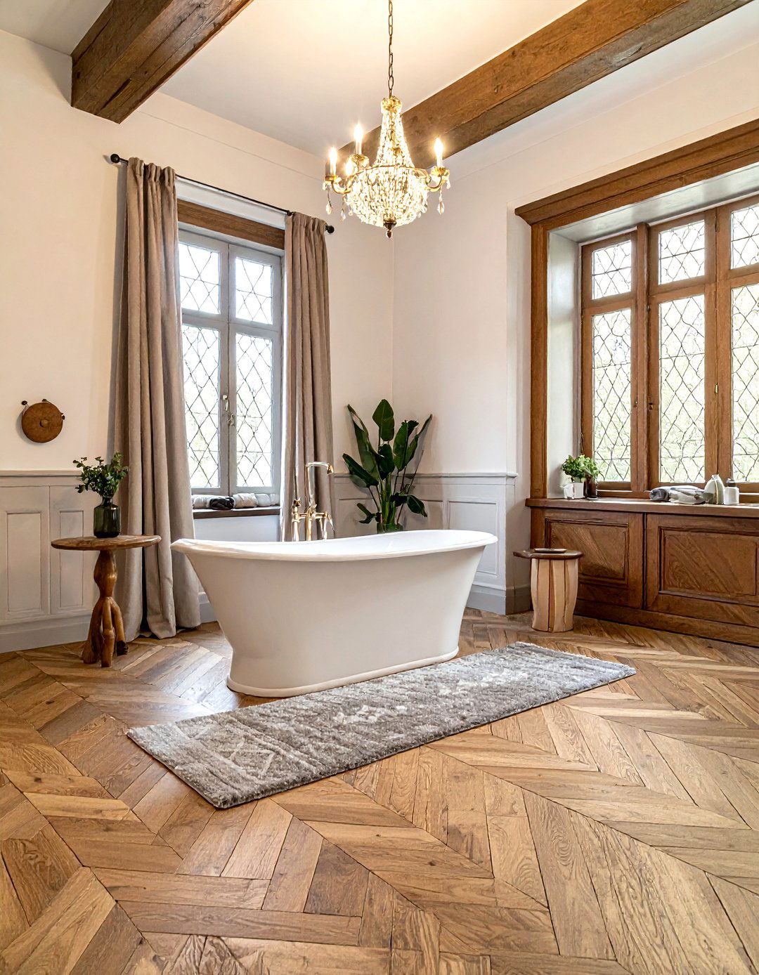 Herringbone Wood Floor Bathroom - 30 Tudor bathroom ideas