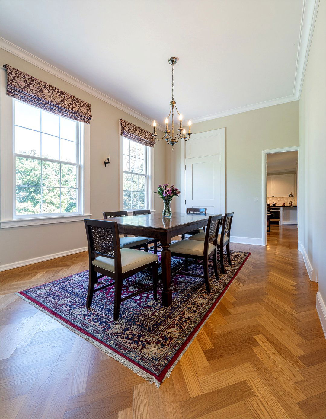 Herringbone Wood Floors Dining Room - 30 historic home dining room ideas