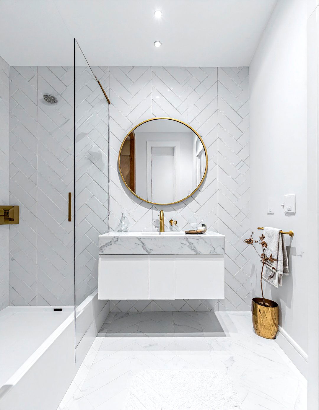 Herringbone ceramic tile bathroom - 30 ceramic bathroom ideas