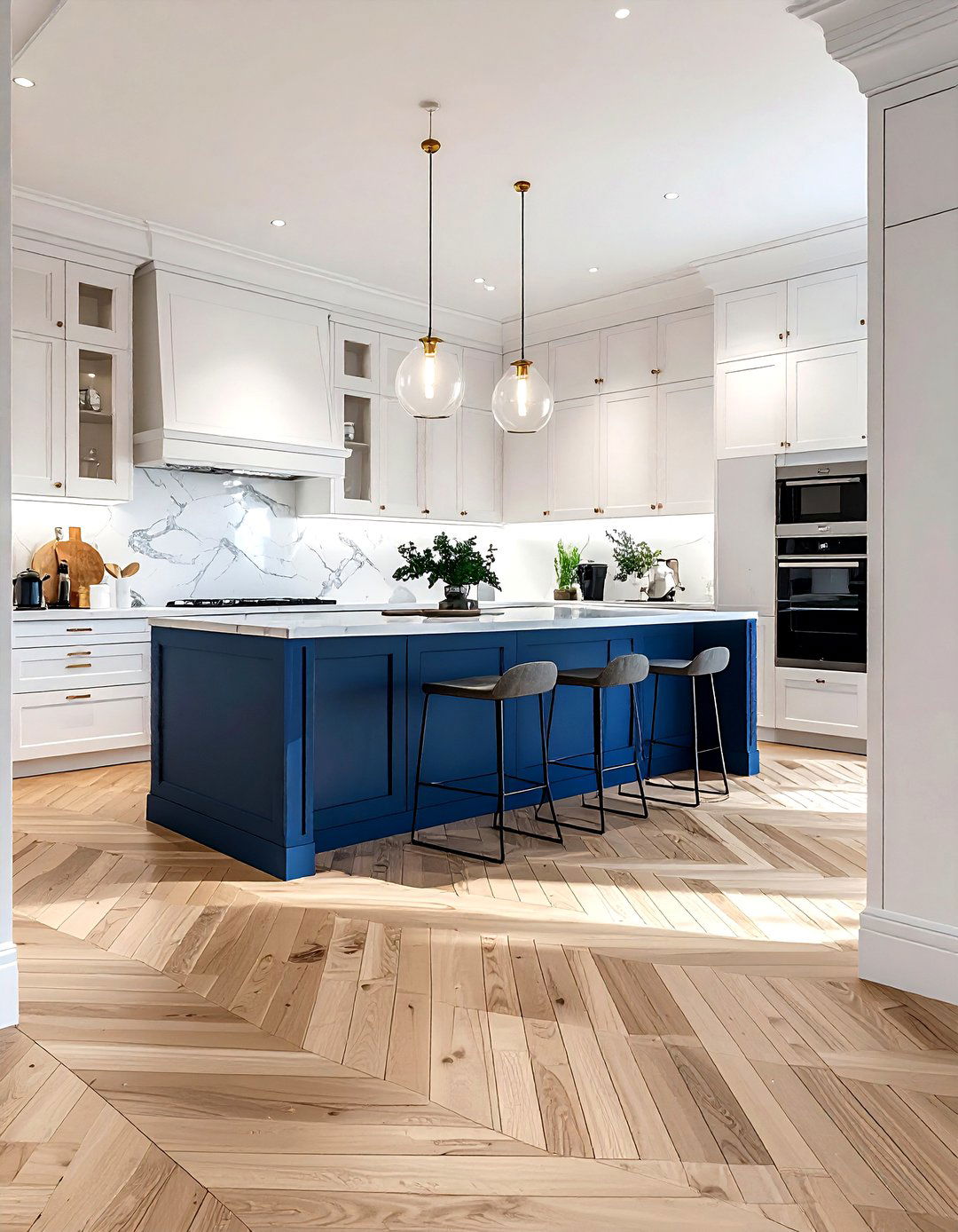 Herringbone floor pattern - 30 long-lasting kitchen ideas