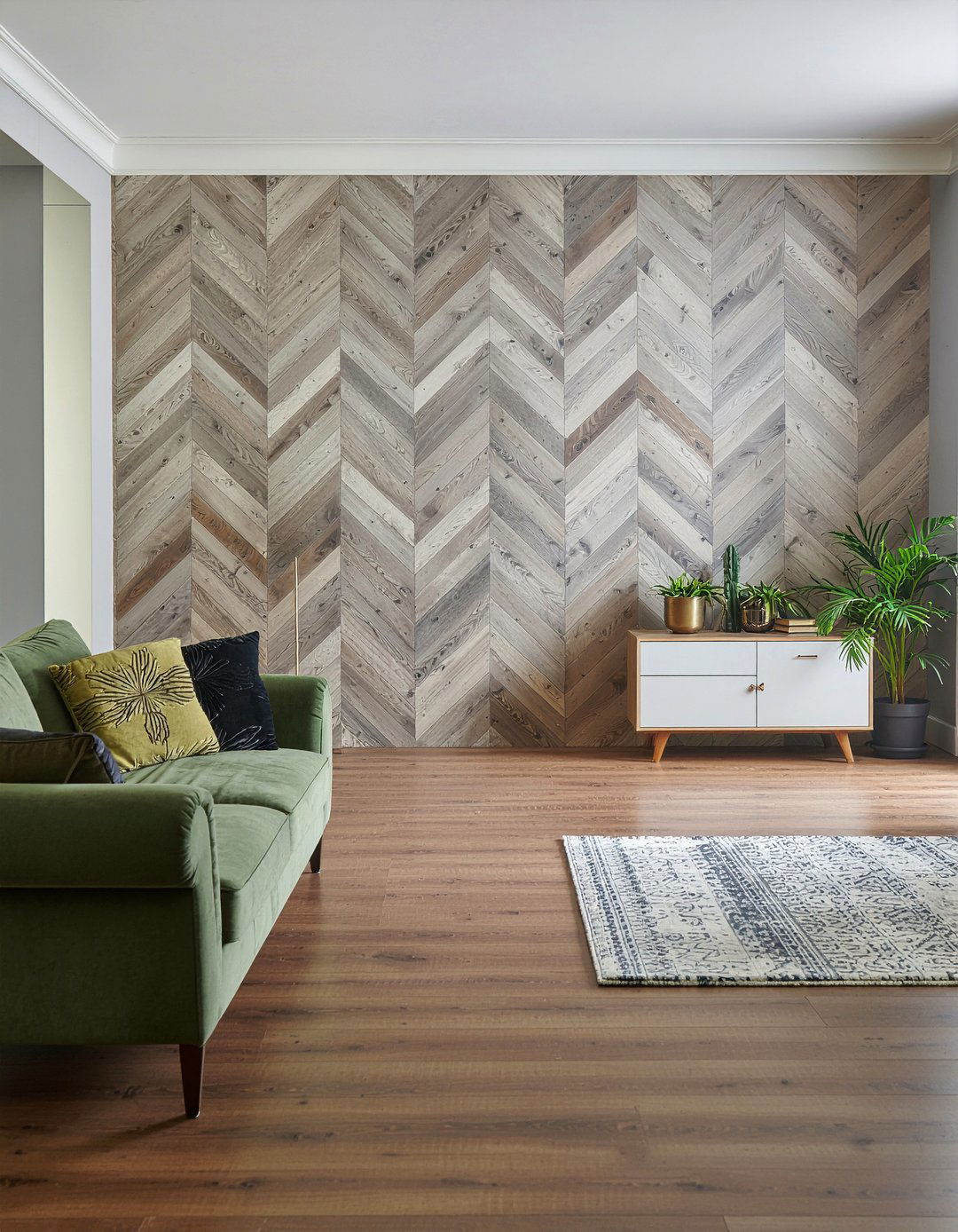 Herringbone geometric wallpaper - 30 living room geometric wallpapers