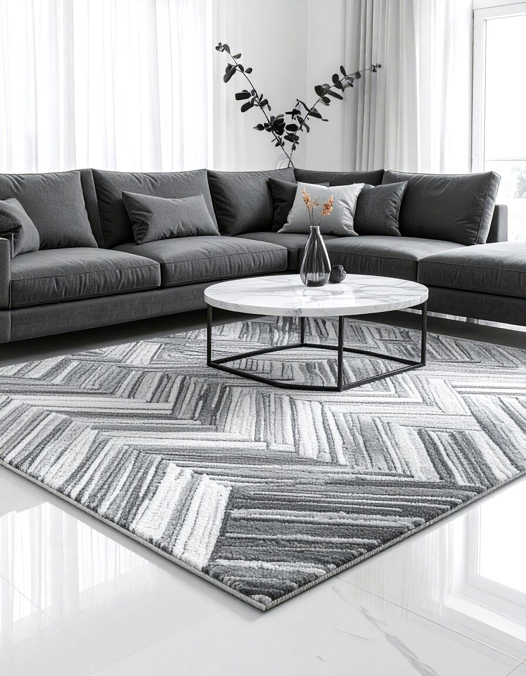 Herringbone pattern rug - 30 patterned rug ideas