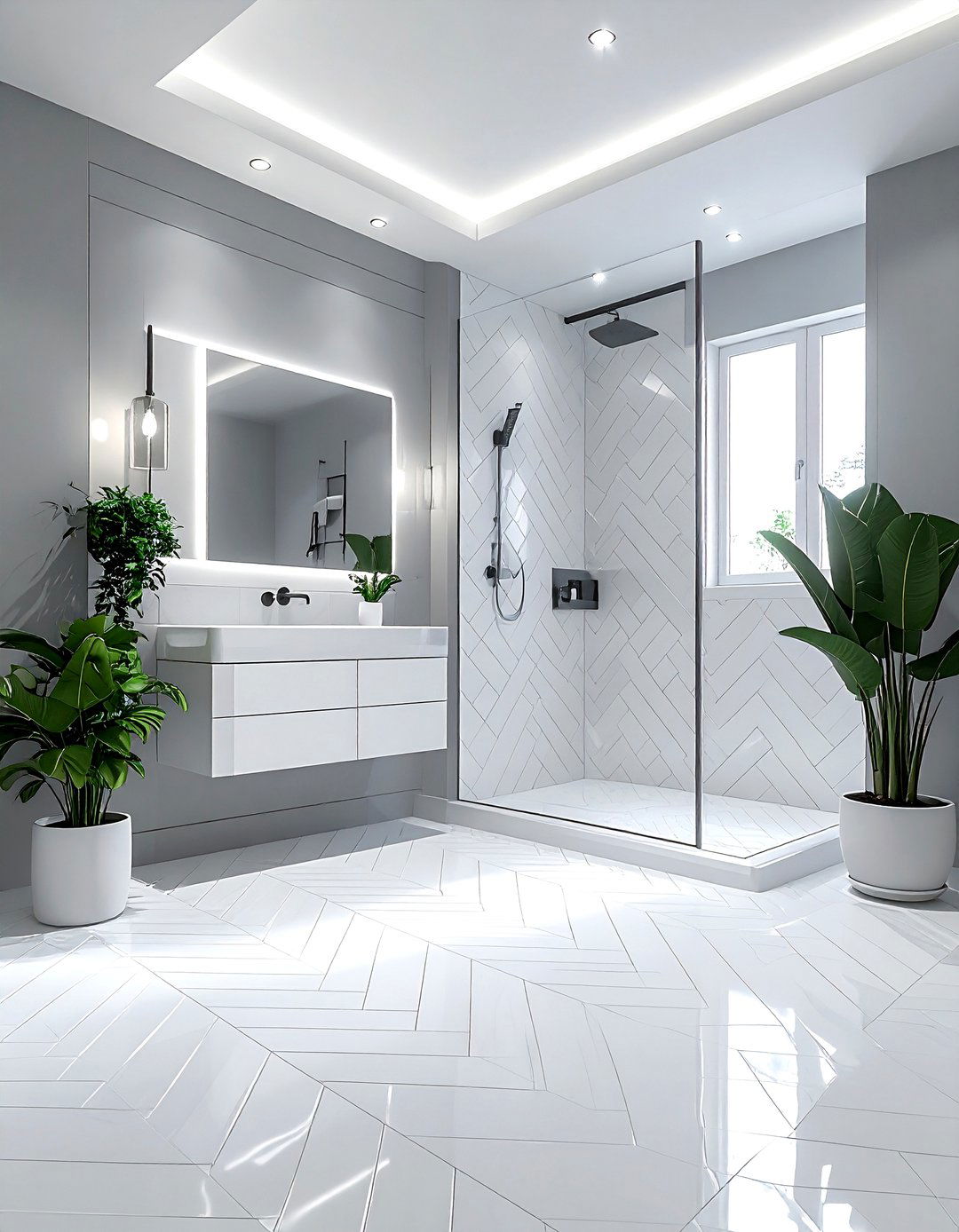 Herringbone porcelain tile bathroom - 30 porcelain tile bathroom ideas