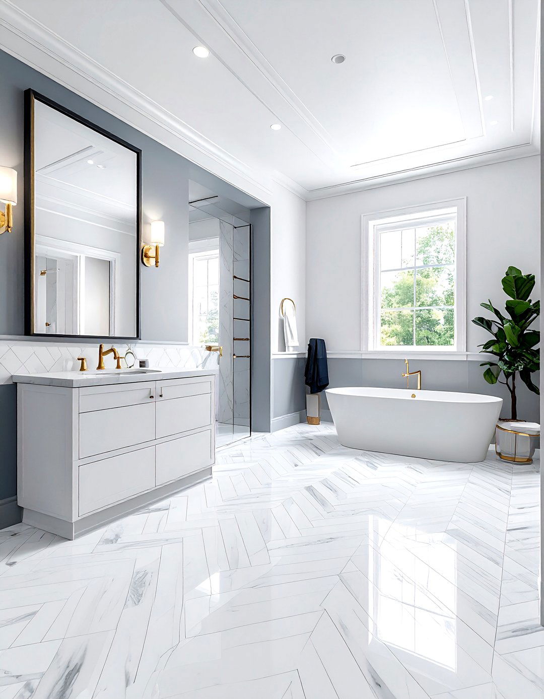Herringbone tile bathroom - 30 sophisticated bathroom ideas
